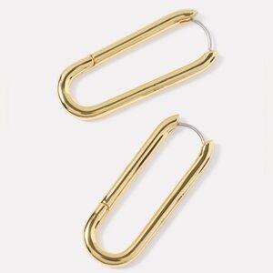 Gorjana New 18k Gold Plated Brass Zoey Link Oblong Hoop Earrings